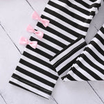 Kids Long Sleeve Bow T-shirt And Stripe Pants Outfits